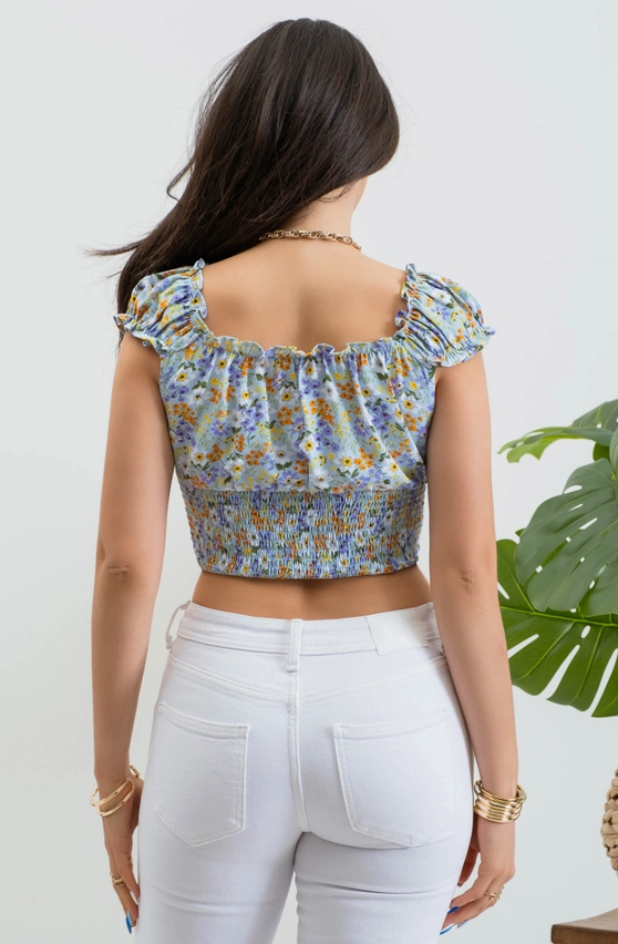 Botanical Blues Crop Top - Grace Boutique