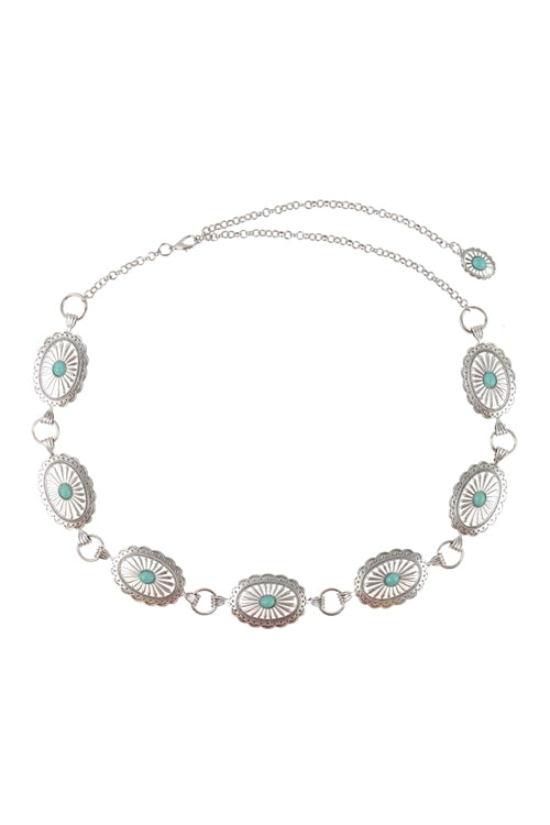 Western Concho Oval Waist Chain Belt - Grace Boutique