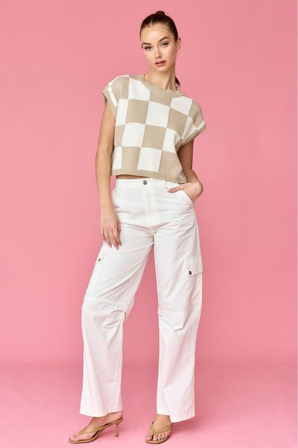 Checkered Charm Knit Top - Grace Boutique