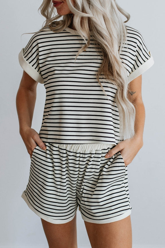Stripe Edge Short Set - Grace Boutique