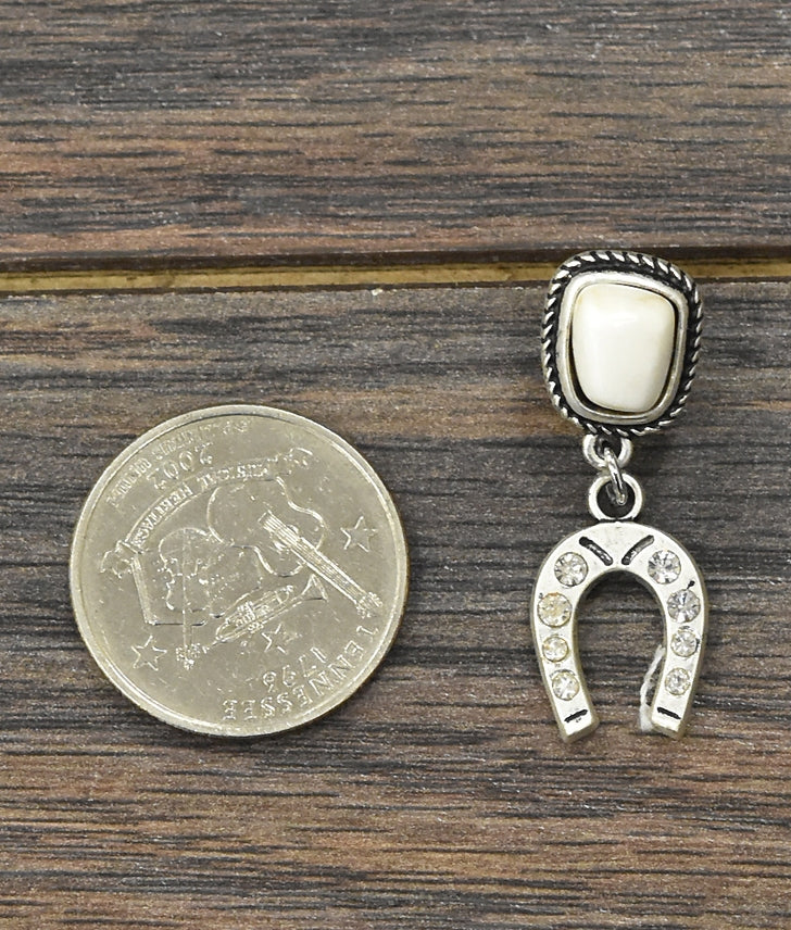 Horseshoe Crystal Post Earrings