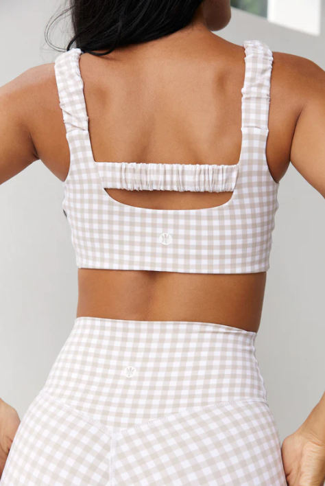 Astoria Luxe Balance Gingham Ruched Sports Crop - Grace Boutique