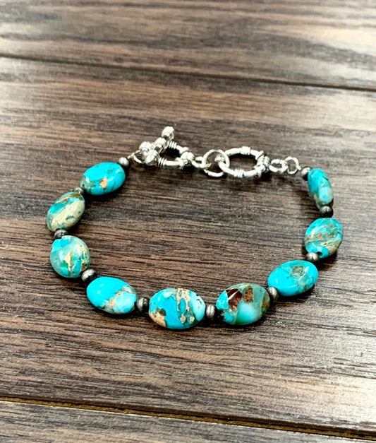 Handmade Oval Gemstone Adjustable Bracelet