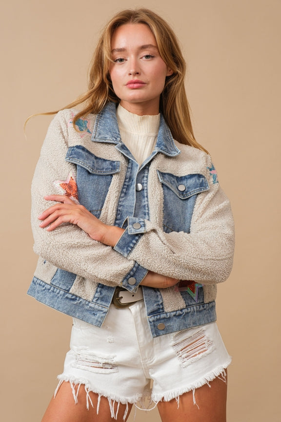 Starstruck Rodeo Denim & Teddy Jacket - Grace Boutique