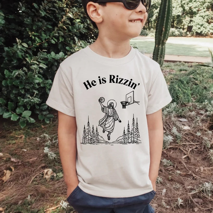 He Is Rizzin' Kid's Tee - Grace Boutique