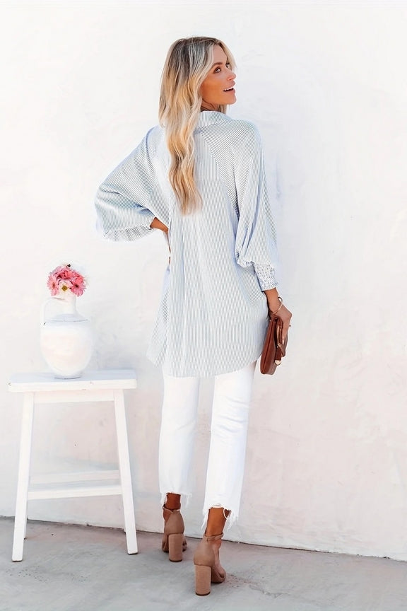 Azure Stripes Blouse - Grace Boutique