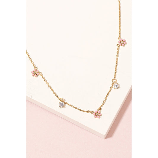 Dainty Chain Flower Charm Necklace - Grace Boutique