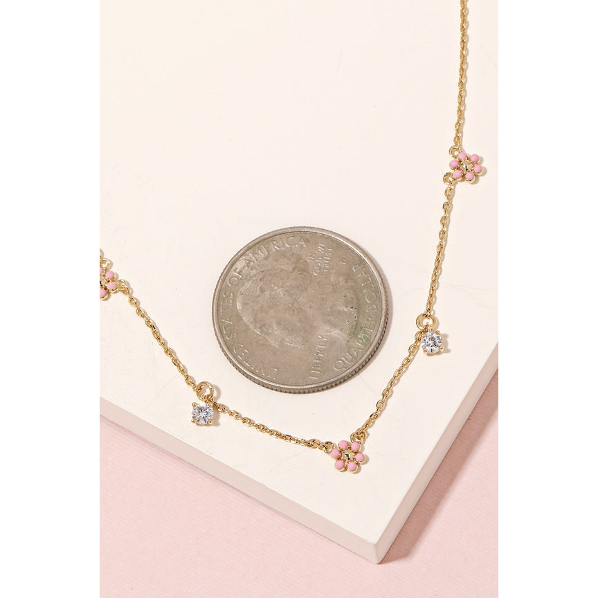 Dainty Chain Flower Charm Necklace - Grace Boutique