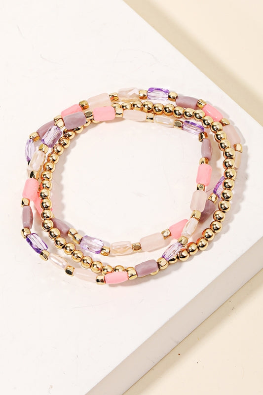 Pretty in Pink Glass Beaded Stackable Bracelet - Grace Boutique