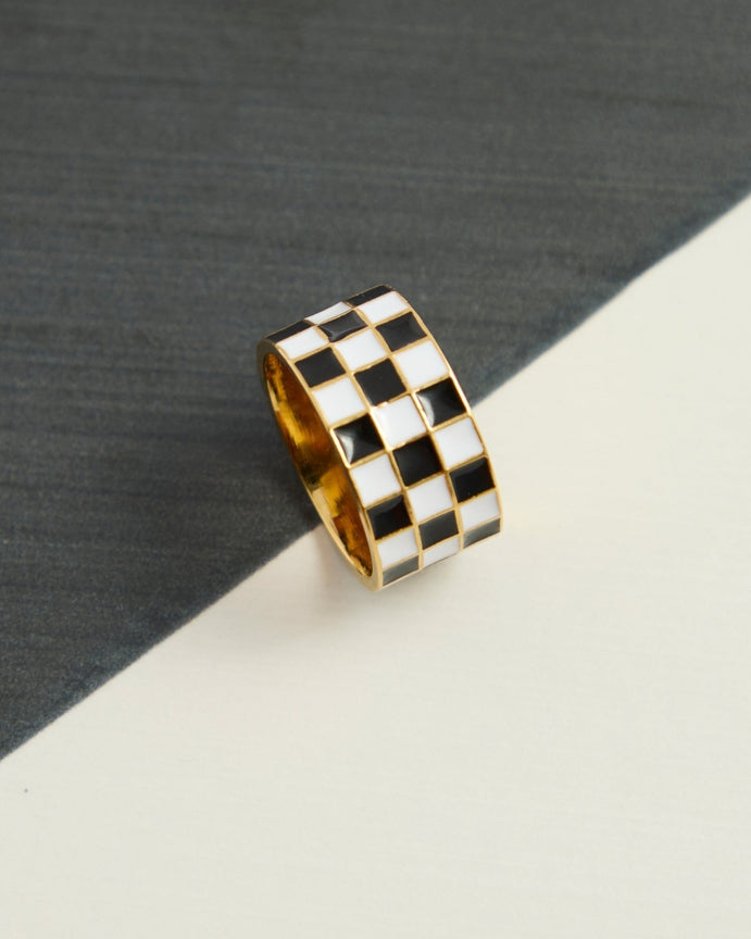 Checkered Vibes Statement Ring - Grace Boutique