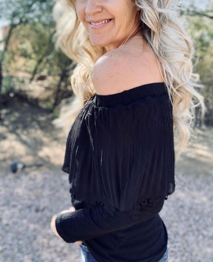 Over The Shoulder Lacey Top - Grace Boutique