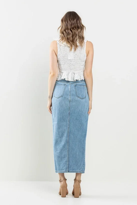 Maxi Denim Light Wash Skirt - Grace Boutique