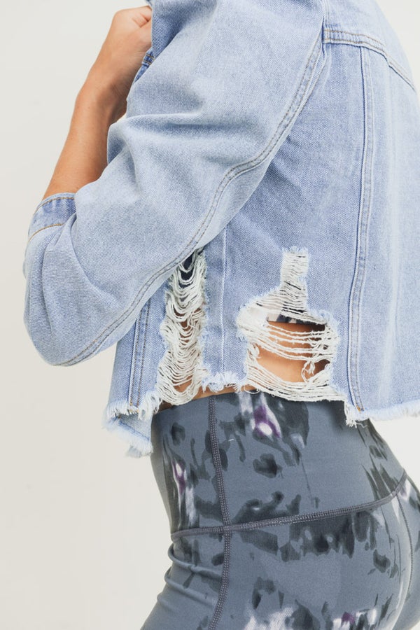 Urban Edge Distressed Denim Jacket - Grace Boutique