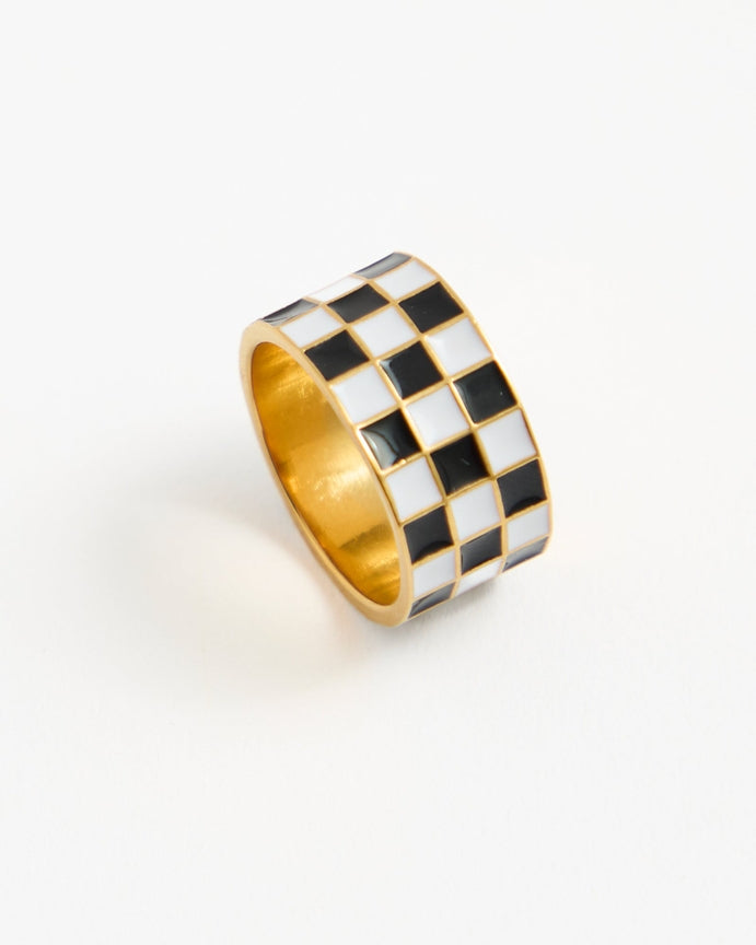 Checkered Vibes Statement Ring - Grace Boutique