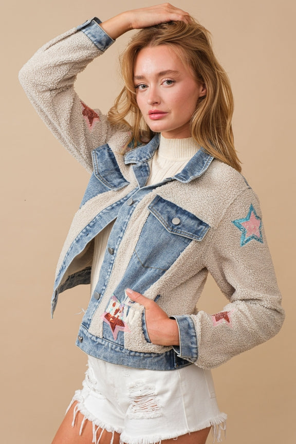 Starstruck Rodeo Denim & Teddy Jacket - Grace Boutique