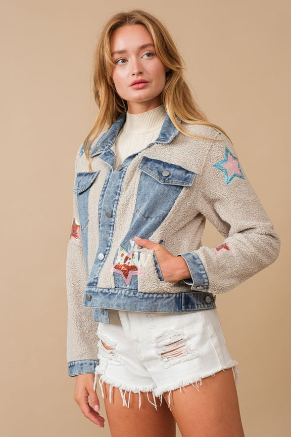 Starstruck Rodeo Denim & Teddy Jacket - Grace Boutique