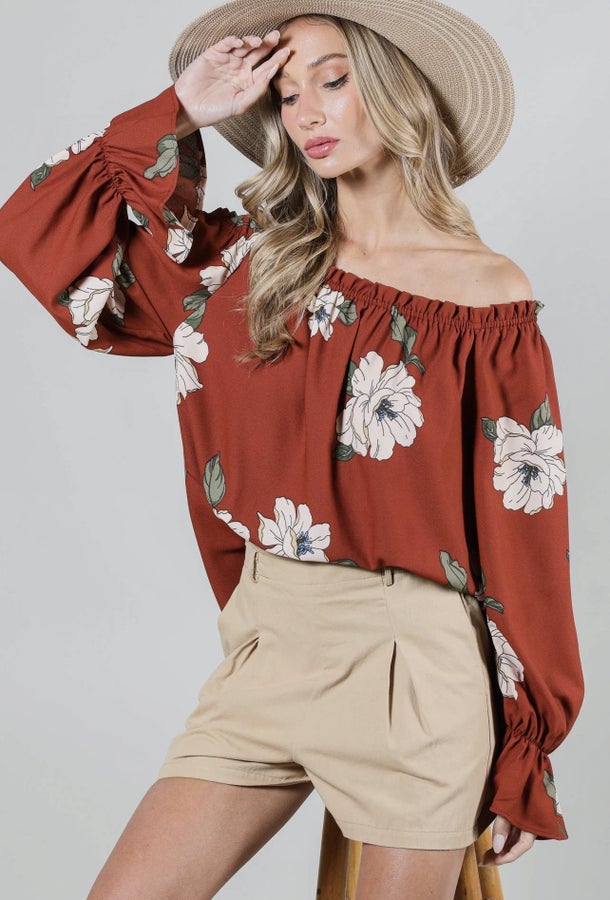 Fall Flowers Top - Grace Boutique